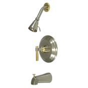 Elements Of Design Single Handle Tub and Shower Trim with Single Function, Tub Spout, and Milano Lever from the Hot Springs Collection Satin Nickel/Polished Brass (PVD)
