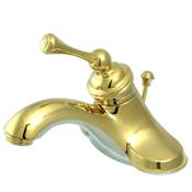 Elements Of Design Single Handle 4" Centerset Bathroom Faucet with Buckingham Lever Handle and Drain Assembly from the Vintage Collection Polished Brass (PVD)
