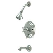 Elements Of Design Single Handle Tub and Shower Trim with Single Function Shower Head, Tub Spout and American Cross Handle from the Hot Springs Collection Chrome