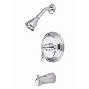 Elements Of Design Single Handle Tub and Shower Trim with Single Function Shower Head, Tub Spout and American Lever from the Hot Springs Collection Chrome