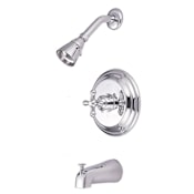 Elements Of Design Single Handle Tub and Shower Trim with Single Function Shower Head, Tub Spout and American Cross Handle from the Hot Springs Collection Chrome