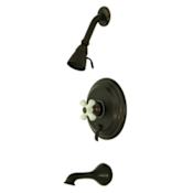 Elements Of Design Single Handle Tub and Shower Trim with Single Function Shower Head, Tub Spout and Porcelain Cross Handle from the Hot Springs Collection Oil Rubbed Bronze