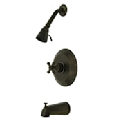 Elements Of Design Single Handle Tub and Shower Trim with Single Function Shower Head, Tub Spout and American Cross Handle from the Restoration Collection Oil Rubbed Bronze