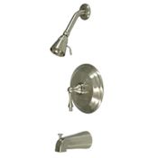 Elements Of Design Single Handle Tub and Shower Trim with Single Function Shower Head, Tub Spout and American Lever from the Hot Springs Collection Satin Nickel