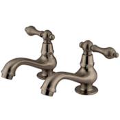 Elements Of Design Double Handle Basin Faucet with American Lever Handles from the St. Louis Collection Satin Nickel