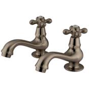 Elements Of Design Double Handle Basin Faucet with American Cross Handles from the St. Louis Collection Satin Nickel
