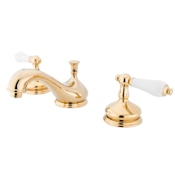 Elements Of Design Double Handle 8" to 16" Widespread Bathroom Faucet with Porcelain Lever Handles from the St. Louis Collection Polished Brass (PVD)