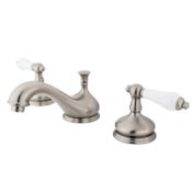 Elements Of Design Double Handle 8" to 16" Widespread Bathroom Faucet with Porcelain Lever Handles from the St. Louis Collection Satin Nickel