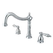 Elements Of Design Double Handle 8" to 14" Widespread Deck Mounted Roman Tub Filler with American Lever Handles from the Baltimore Collection Chrome