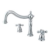 Elements Of Design Double Handle 8" to 14" Widespread Deck Mounted Roman Tub Filler with American Cross Handles from the Baltimore Collection Chrome