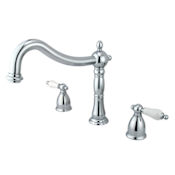 Elements Of Design Double Handle 8" to 14" Widespread Deck Mounted Roman Tub Filler with Porcelain Lever Handles from the Baltimore Collection Chrome