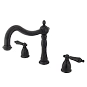 Elements Of Design Double Handle 8" to 14" Widespread Deck Mounted Roman Tub Filler with American Lever Handles from the Baltimore Collection Oil Rubbed Bronze