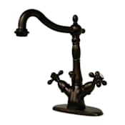 Elements Of Design Double Handle 4" Single Hole Bathroom Faucet with American Cross Handles and Brass Drain Assembly from the New Orleans Collection Oil Rubbed Bronze