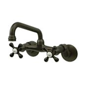 Elements Of Design Chautauqua Double Handle 6" to 8-1/2" Center Wall Mounted Kitchen Faucet with 7" Spout Reach and Metal Cross Handles Oil Rubbed Bronze