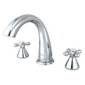 Elements Of Design Double Handle 8" to 16" Widespread Deck Mounted Roman Tub Filler with American Cross Handles from the Los Angeles Collection Chrome