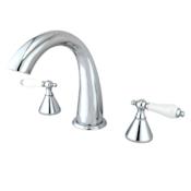 Elements Of Design Double Handle Widespread Deck Mounted Roman Tub Filler with Porcelain Lever Handles from the Los Angeles Collection Chrome