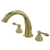 Elements Of Design Double Handle 8" to 16" Widespread Deck Mounted Roman Tub Filler with American Lever Handles from the Los Angeles Collection Polished Brass (PVD)