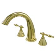 Elements Of Design Double Handle Widespread Deck Mounted Roman Tub Filler with Naples Lever Handles from the Los Angeles Collection Polished Brass (PVD)