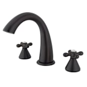 Elements Of Design Double Handle 8" to 16" Widespread Deck Mounted Roman Tub Filler with American Cross Handles from the Los Angeles Collection Oil Rubbed Bronze