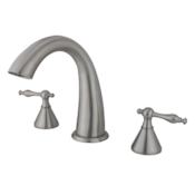 Elements Of Design Double Handle Widespread Deck Mounted Roman Tub Filler with Naples Lever Handles from the Los Angeles Collection Satin Nickel