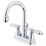 Elements Of Design Double Handle 4" Centerset Bathroom Faucet with American Lever Handles and Brass Drain Assembly from the Madison Collection Chrome