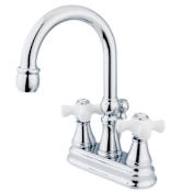 Elements Of Design Double Handle 4" Centerset Bathroom Faucet with Porcelain Cross Handles and Brass Drain Assembly from the Madison Collection Chrome