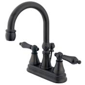Elements Of Design Double Handle 4" Centerset Bathroom Faucet with American Lever Handles and Brass Drain Assembly from the Madison Collection Oil Rubbed Bronze