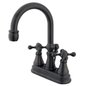 Elements Of Design Double Handle 4" Centerset Bathroom Faucet with Knight Cross Handles and Brass Drain Assembly from the Madison Collection Oil Rubbed Bronze