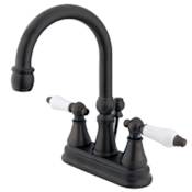 Elements Of Design Double Handle 4" Centerset Bathroom Faucet with Porcelain Lever Handles and Brass Drain Assembly from the Madison Collection Oil Rubbed Bronze