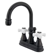 Elements Of Design Double Handle 4" Centerset Bathroom Faucet with Porcelain Cross Handles and Brass Drain Assembly from the Madison Collection Oil Rubbed Bronze