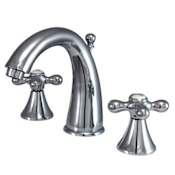 Elements Of Design Double Handle 8" to 16" Widespread Bathroom Faucet with American Cross Handles and Brass Drain Assembly from the Los Angeles Collection Chrome