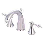 Elements Of Design Double Handle 8" to 16" Widespread Bathroom Faucet with Naples Lever Handles and Brass Drain Assembly from the Los Angeles Collection Chrome