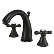 Elements Of Design Double Handle 8" to 16" Widespread Bathroom Faucet with American Cross Handles and Brass Drain Assembly from the Los Angeles Collection Oil Rubbed Bronze