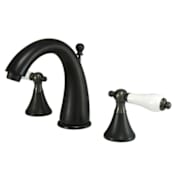 Elements Of Design Double Handle 8" to 16" Widespread Bathroom Faucet with Porcelain Lever Handles and Brass Drain Assembly from the Los Angeles Collection Oil Rubbed Bronze