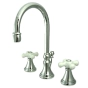 Elements Of Design Double Handle 8" to 16" Widespread Bathroom Faucet with Porcelain Cross Handles and Brass Drain Assembly from the Madison Collection Chrome