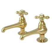 Elements Of Design Double Handle Lavatory Basin Tap with American Cross Handles from the Hot Springs Collection Polished Brass (PVD)