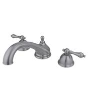 Elements Of Design Double Handle Deck Mounted Roman Tub Filler with American Lever Handles from the Chicago Collection Satin Nickel