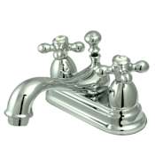 Elements Of Design Double Handle 4" Centerset Bathroom Faucet with American Cross Handles and Brass Drain Assembly from the Chicago Collection Chrome
