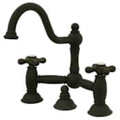 Elements Of Design Double Handle 8" Center Bridge Bathroom Faucet with American Cross Handles and Drain Assembly Rod from the Chicago Collection Oil Rubbed Bronze