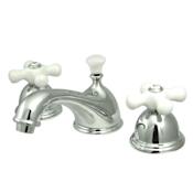 Elements Of Design Double Handle 8" to 16" Widespread Bathroom Faucet with Porcelain Cross Handles from the Chicago Collection Chrome