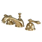 Elements Of Design Double Handle 8" to 16" Widespread Bathroom Faucet with American Lever Handles from the Chicago Collection Polished Brass (PVD)
