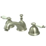 Elements Of Design Double Handle 8" to 16" Widespread Bathroom Faucet with Porcelain Lever Handles from the Chicago Collection Satin Nickel