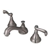 Elements Of Design Double Handle Widespread Bathroom Faucet with Pop-Up Drain Assembly Satin Nickel
