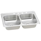 Elkay Celebrity 33" Double Basin Drop In Stainless Steel Kitchen Sink 1 Faucet Hole