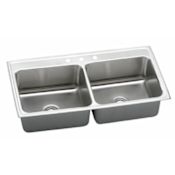 Elkay Gourmet 43" Double Basin Drop In Stainless Steel Kitchen Sink 1 Faucet Hole