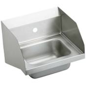 Elkay Wall Mount Stainless Steel Handwash Sink with Side Splashes and Single Faucet Hole Stainless Steel
