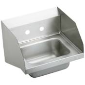 Elkay Wall Mount Stainless Steel Handwash Sink with Side Splashes and Two Faucet Holes Stainless Steel