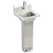 Elkay Stainless Steel Pedestal Mount Handwash Sink with Floor Mount Double Foot Valve Stainless Steel