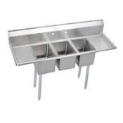 Elkay Deli Series 58" Freestanding Triple Basin Sink with Drain Boards Stainless Steel