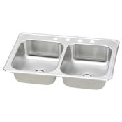 Elkay Celebrity 33" Drop In Double Basin Stainless Steel Kitchen Sink 1 Faucet Hole
